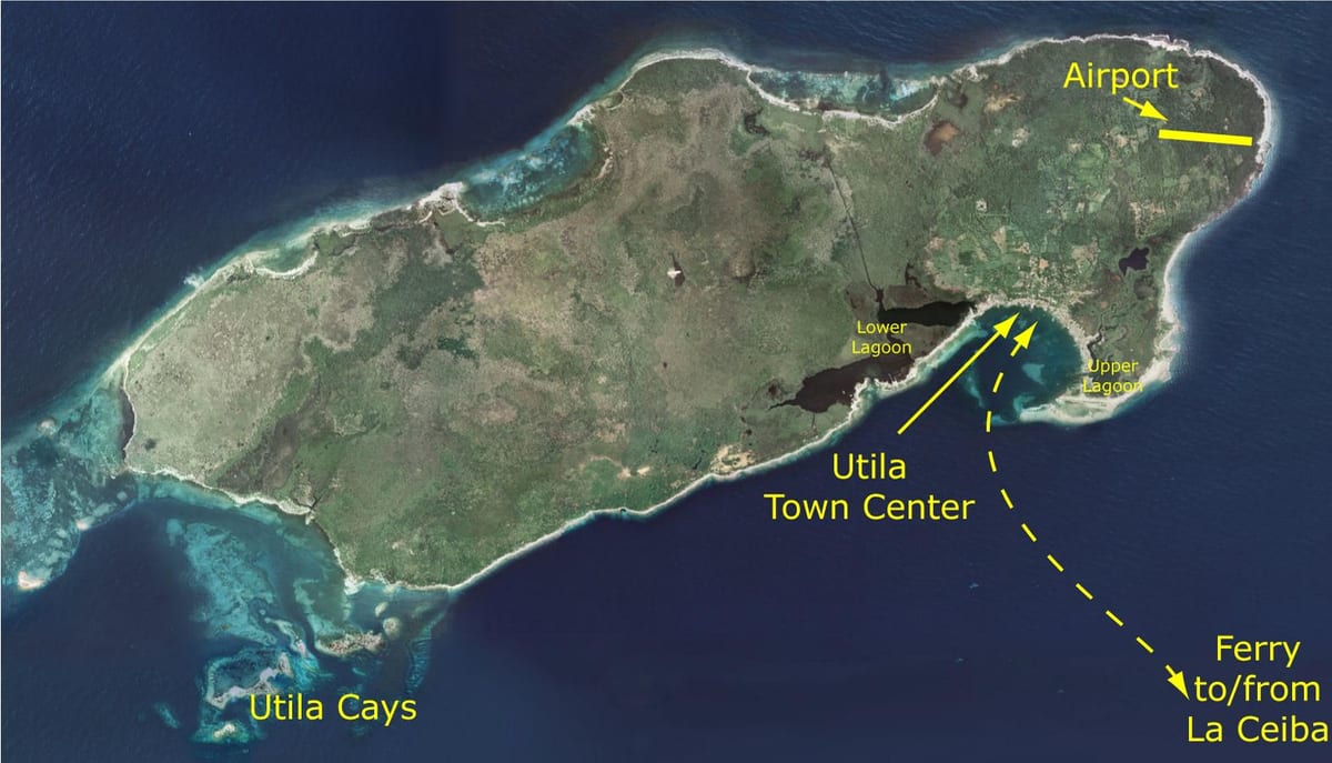 வரைபடம் utila ஹோண்டுராஸ்